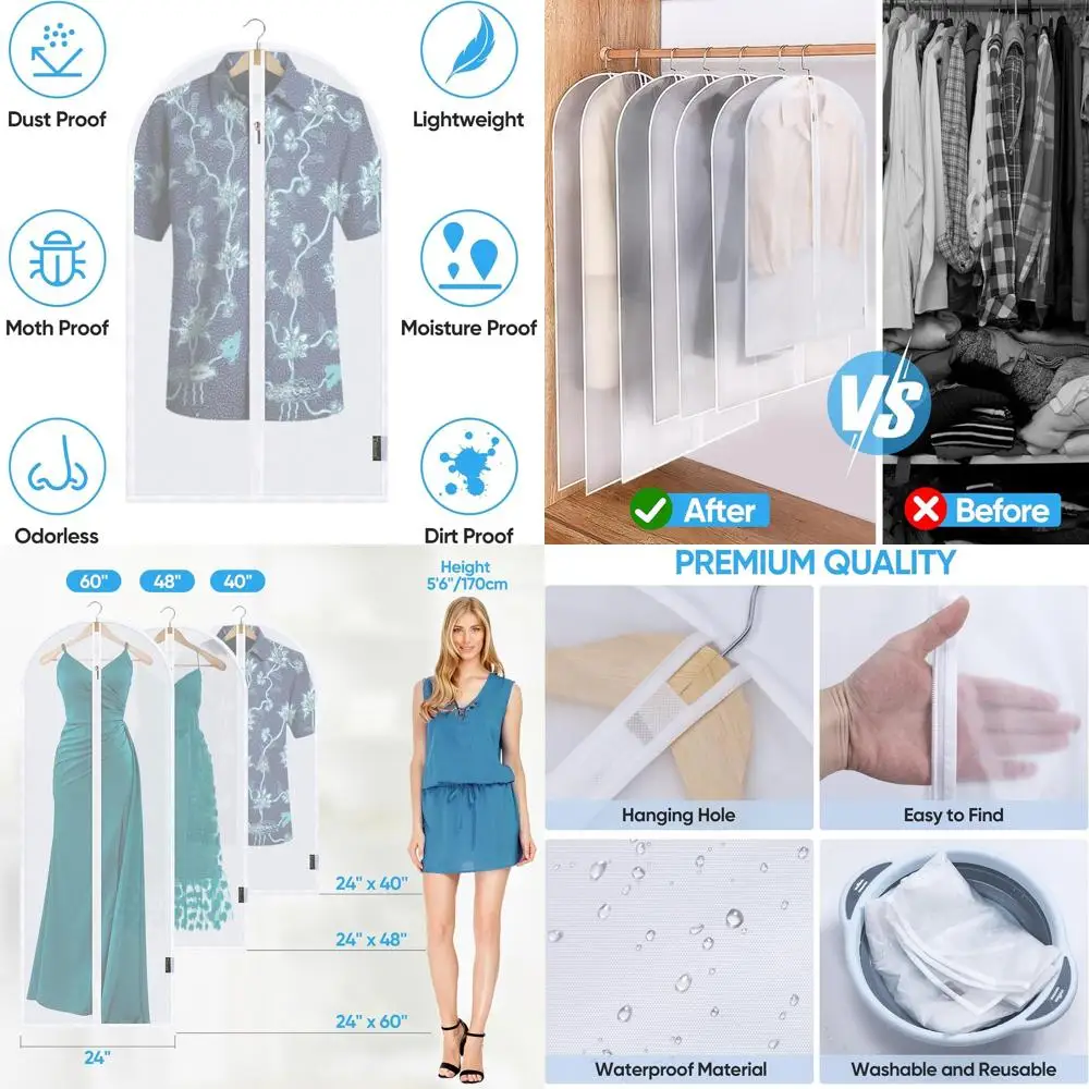 60-Pack Translucent Dress Bags for Closet Storage - Black, 12 Packs
60-Pack Translucent Dress Bags for Closet Storage - Black, 12 Packs