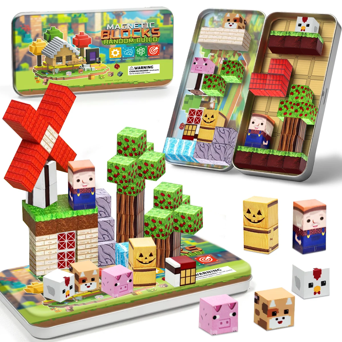 35 шт. магнитные строительные блоки, фермерский набор для детей от 3 лет, модель «сделай сам», детская развивающая сенсорная игрушка STEM с железной коробкой 
35 шт. магнитные строительные блоки, фермерский набор для детей от 3 лет, модель «сделай сам», детская развивающая сенсорная игрушка STEM с железной коробкой