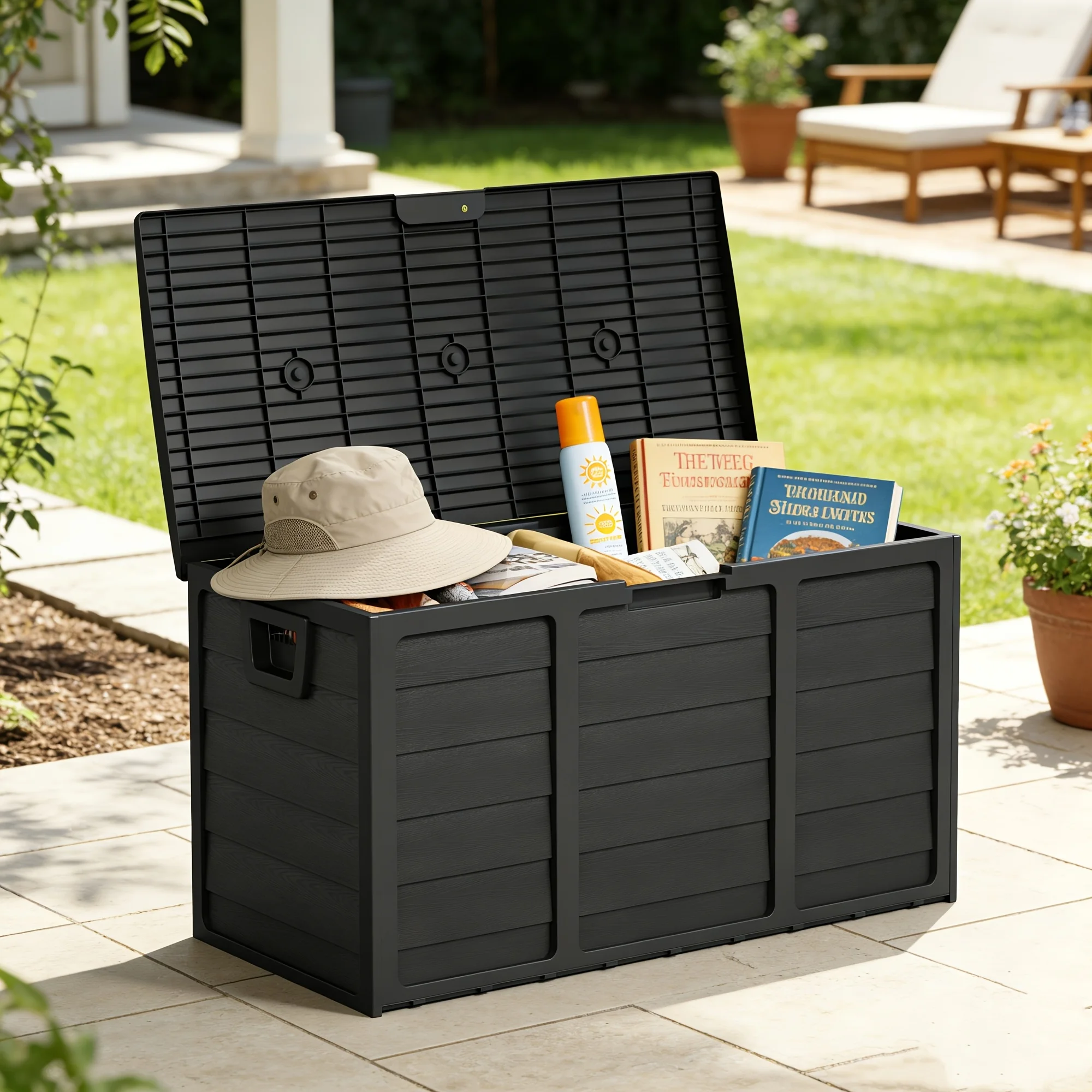 75-gallon Resin Outdoor Storage Box With Handle, Lockable Patio Box, Suitable For Swimming Pool, Garden Decoration, Garden Tools
75-gallon Resin Outdoor Storage Box With Handle, Lockable Patio Box, Suitable For Swimming Pool, Garden Decoration, Garden Tools