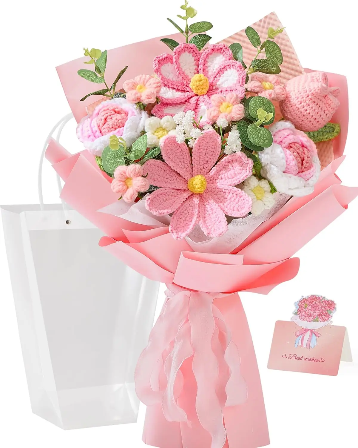 Crochet Flower Bouquet, Pink Knitted Flowers, Crochet Tulips Galsang Flower for Mother's Day Anniversary Birthday Gra
Crochet Flower Bouquet, Pink Knitted Flowers, Crochet Tulips Galsang Flower for Mother's Day Anniversary Birthday Gra