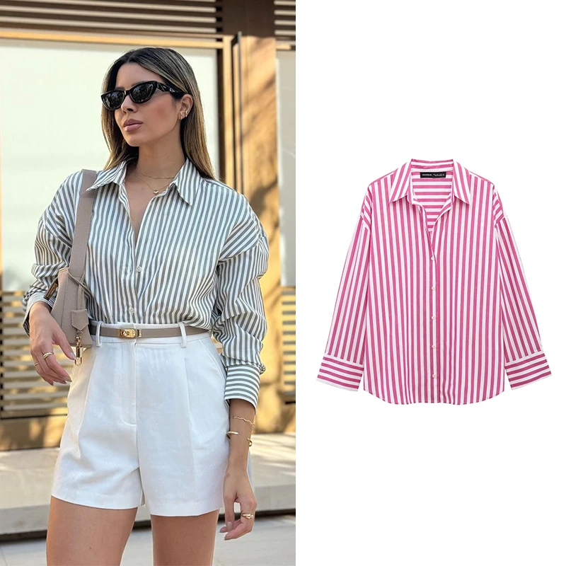 RAFZNB Women's Shirts & Blouses Fashion Striped Single Breasted Turn-down Collar Long Sleeve Casual Shirts Female Shirt Tops
RAFZNB Women's Shirts & Blouses Fashion Striped Single Breasted Turn-down Collar Long Sleeve Casual Shirts Female Shirt Tops