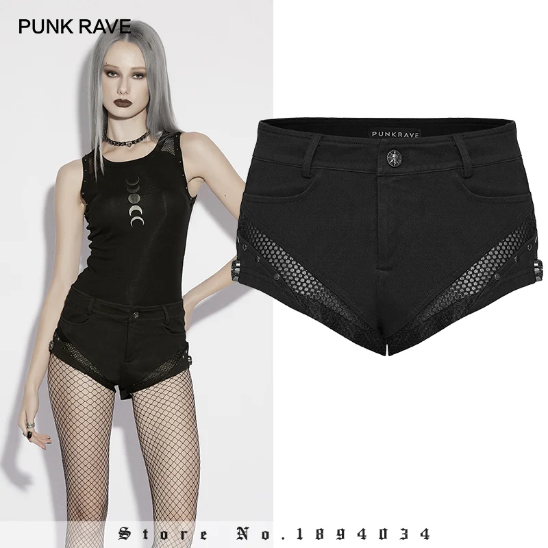 PUNK RAVE Women's Daily Punk Slim Knit Denim Composite Mesh Shorts Rebellious Feeling Personality Short Pant
PUNK RAVE Women's Daily Punk Slim Knit Denim Composite Mesh Shorts Rebellious Feeling Personality Short Pant