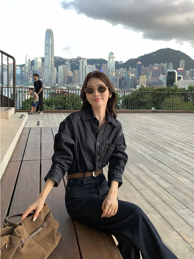 Pusumede Beverly American Chic Long Sve Denim irt Женский повседневный многослойный воротник irt Хлопок Лиоцел Полиэстер Смесь
Pusumede Beverly American Chic Long Sve Denim irt Женский повседневный многослойный воротник irt Хлопок Лиоцел Полиэстер Смесь