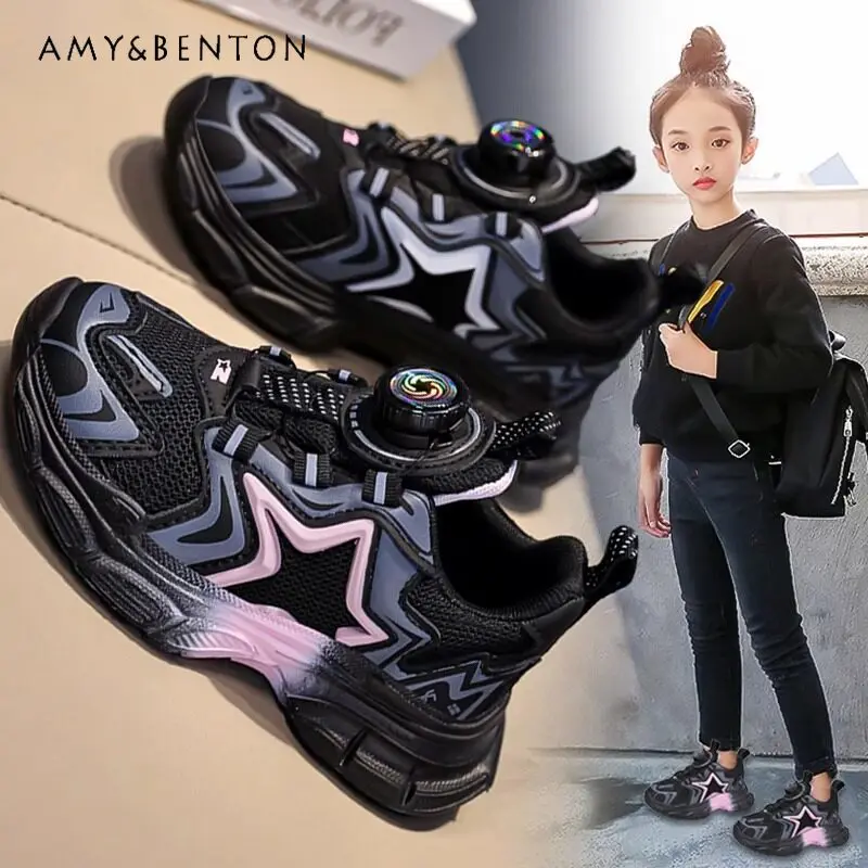 Spring Girls Breathable Mesh Sport Sneakers Rotary Quick Fastener Genuine Leather Shock Absorbing Soft Sole Outdoor Casual Shoes
Spring Girls Breathable Mesh Sport Sneakers Rotary Quick Fastener Genuine Leather Shock Absorbing Soft Sole Outdoor Casual Shoes