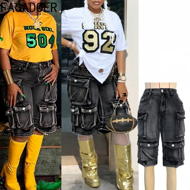 FAGADOER Vintage Fashion Cargo Pocket Patchwork Denim Shorts Woman Washed Straight Jeans Female Y2k Streetwear Bottoms 2025 New
FAGADOER Vintage Fashion Cargo Pocket Patchwork Denim Shorts Woman Washed Straight Jeans Female Y2k Streetwear Bottoms 2025 New
