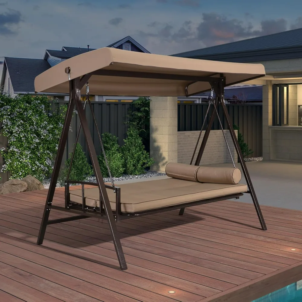 Outdoor Patio Porch Swing Adjustable Backrest, Swing Chair with Weather Resistant Steel Frame for Backyard Front Porch Lawn
Outdoor Patio Porch Swing Adjustable Backrest, Swing Chair with Weather Resistant Steel Frame for Backyard Front Porch Lawn