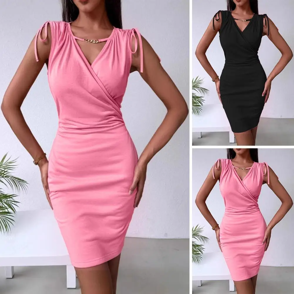 Women Drawstring Dress Elegant Women's V Neck Bodycon Mini Dress with Drawstring Design Pockets for Cocktail Parties Evening
Women Drawstring Dress Elegant Women's V Neck Bodycon Mini Dress with Drawstring Design Pockets for Cocktail Parties Evening