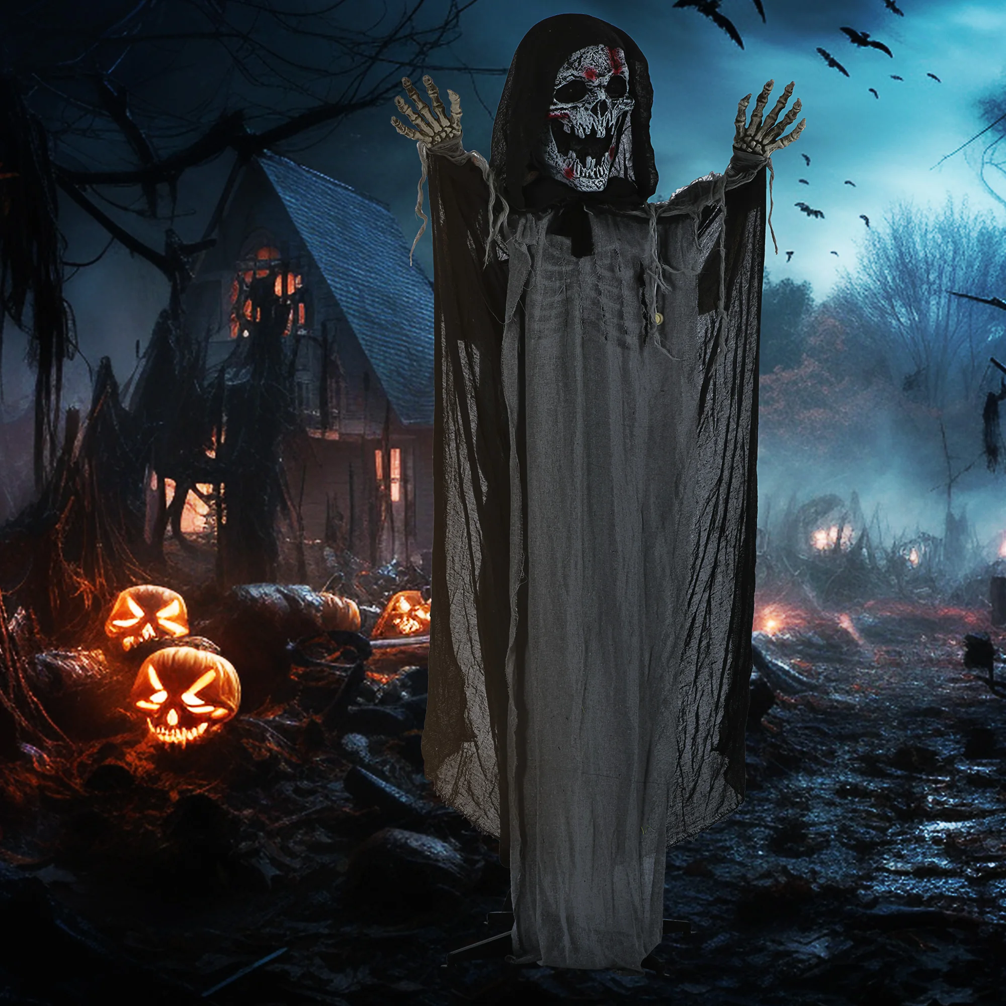 Outsunny 74" Life Size Outdoor Halloween Decorations Skeleton Witch, Animated Prop Animatronic Decor with Sound and Motion Activated, Light Up Eyes and Chest, Howling and Chain Sound
Outsunny 74" Life Size Outdoor Halloween Decorations Skeleton Witch, Animated Prop Animatronic Decor with Sound and Motion Activated, Light Up Eyes and Chest, Howling and Chain Sound
