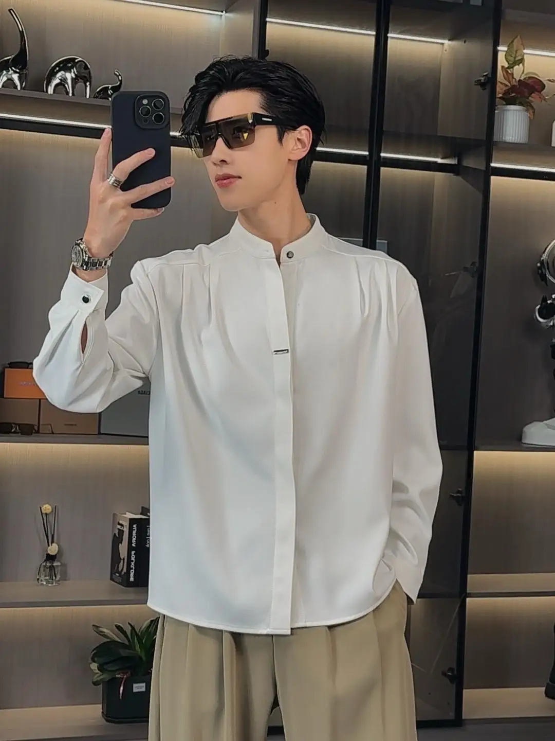 Chinese Sle Stand Collar Long Sve irt for Men Wedding Outfit Design Drapey k Button Stand Fit Polyester Fiber
Chinese Sle Stand Collar Long Sve irt for Men Wedding Outfit Design Drapey k Button Stand Fit Polyester Fiber