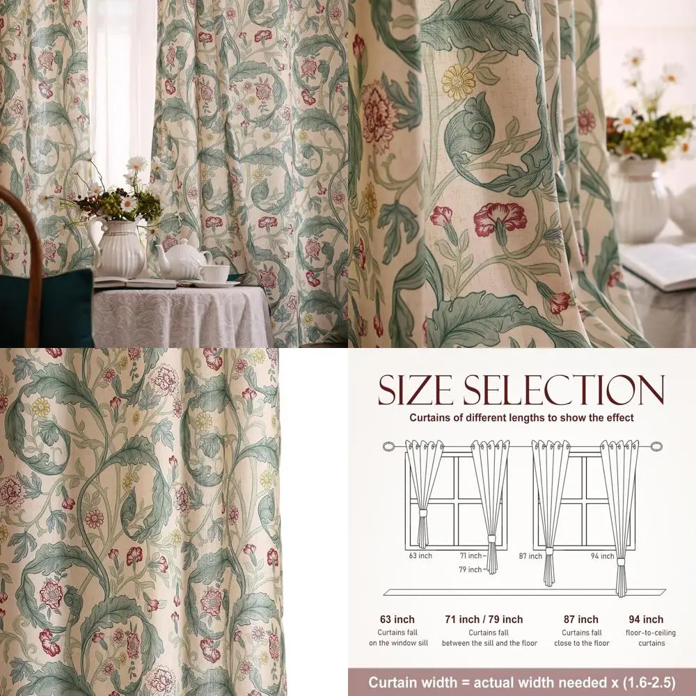 Vintage Floral Semi-Sheer Curtains, 53 x 87, 2-Panel Set with Grommets, Suitable for Various Rooms
Vintage Floral Semi-Sheer Curtains, 53 x 87, 2-Panel Set with Grommets, Suitable for Various Rooms