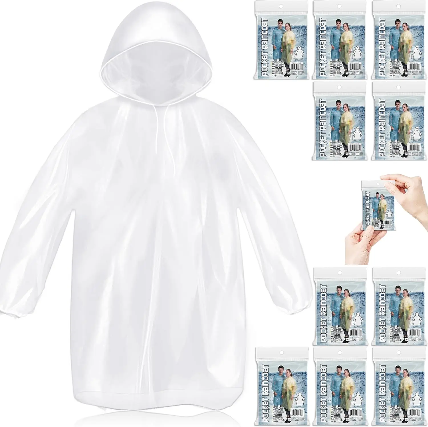 10 Pack Disposable Rain Ponchos for Adults, Card-Sized Emergency Ponchos Family Pack with Hood for Travel
10 Pack Disposable Rain Ponchos for Adults, Card-Sized Emergency Ponchos Family Pack with Hood for Travel