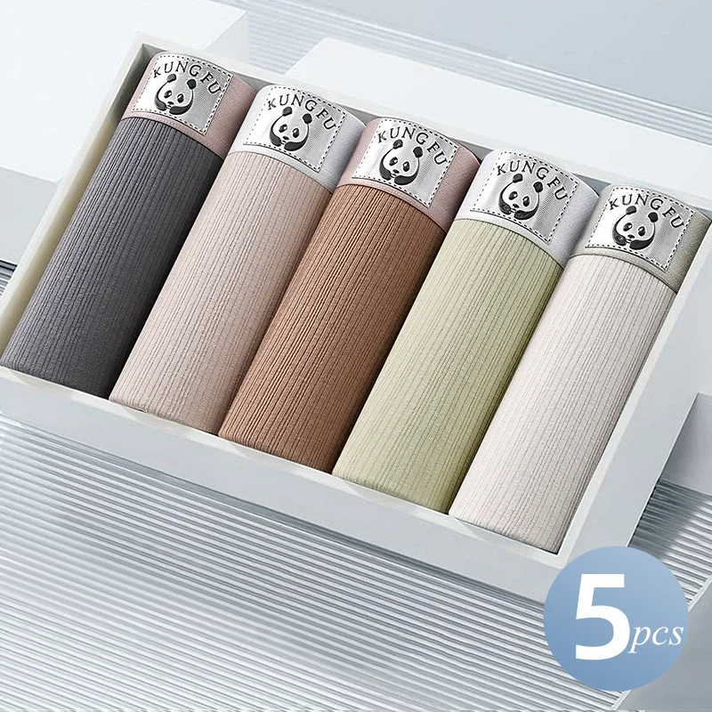 5Pcs Set Of Men's Solid Color Cotton Underwear With Elastic Waistband And Panda Print Flat Angle Pants For Mens Casual Underwear
5Pcs Set Of Men's Solid Color Cotton Underwear With Elastic Waistband And Panda Print Flat Angle Pants For Mens Casual Underwear