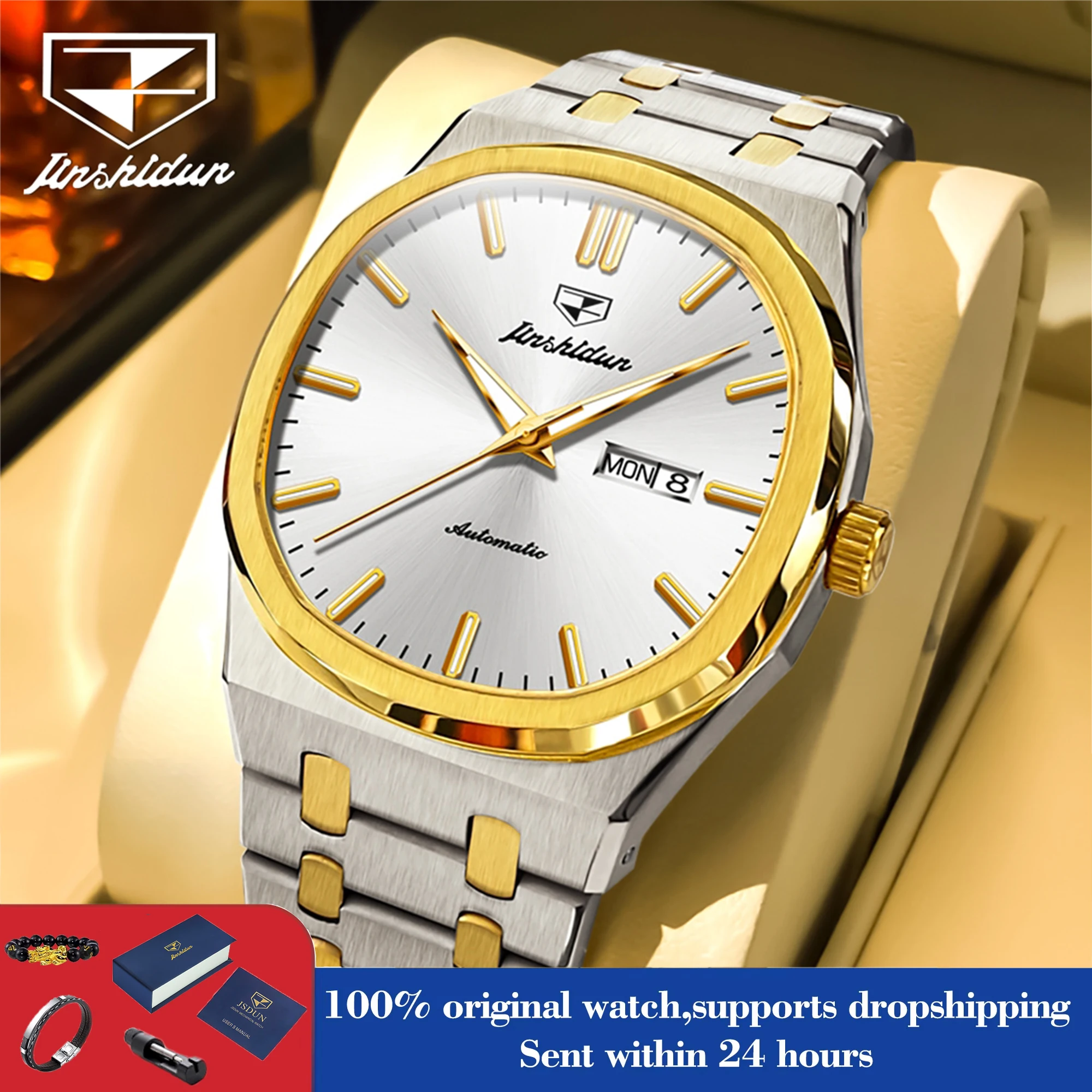 JSDUN 8966 Watch Men Business Luxury Square Automatic Mechanical Wristwatch Luminous Waterproof Calendar Week Male Gift
JSDUN 8966 Watch Men Business Luxury Square Automatic Mechanical Wristwatch Luminous Waterproof Calendar Week Male Gift