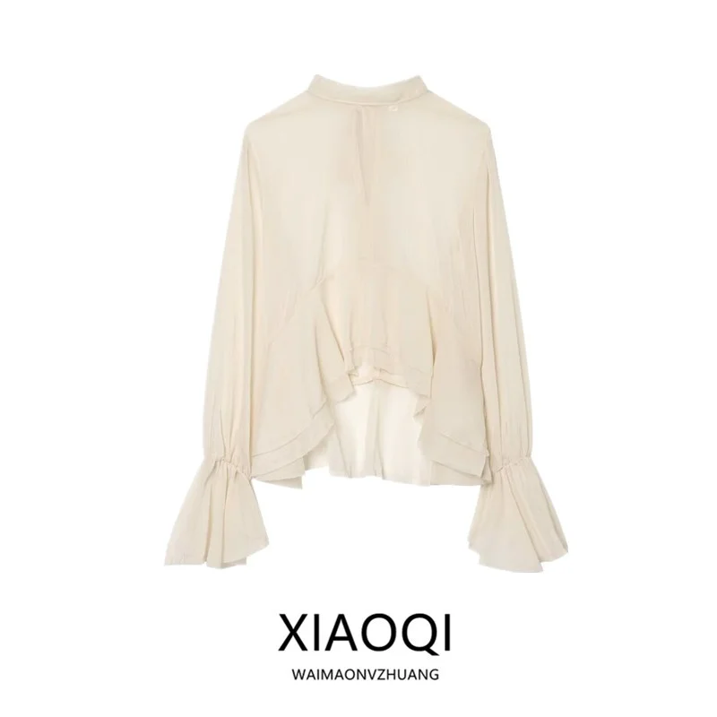 New Summer 2026 Women's Long Sleeve round Neck Semi-Transparent Decorative Top Fashion Commute Style Loose Fit Shirt
New Summer 2026 Women's Long Sleeve round Neck Semi-Transparent Decorative Top Fashion Commute Style Loose Fit Shirt