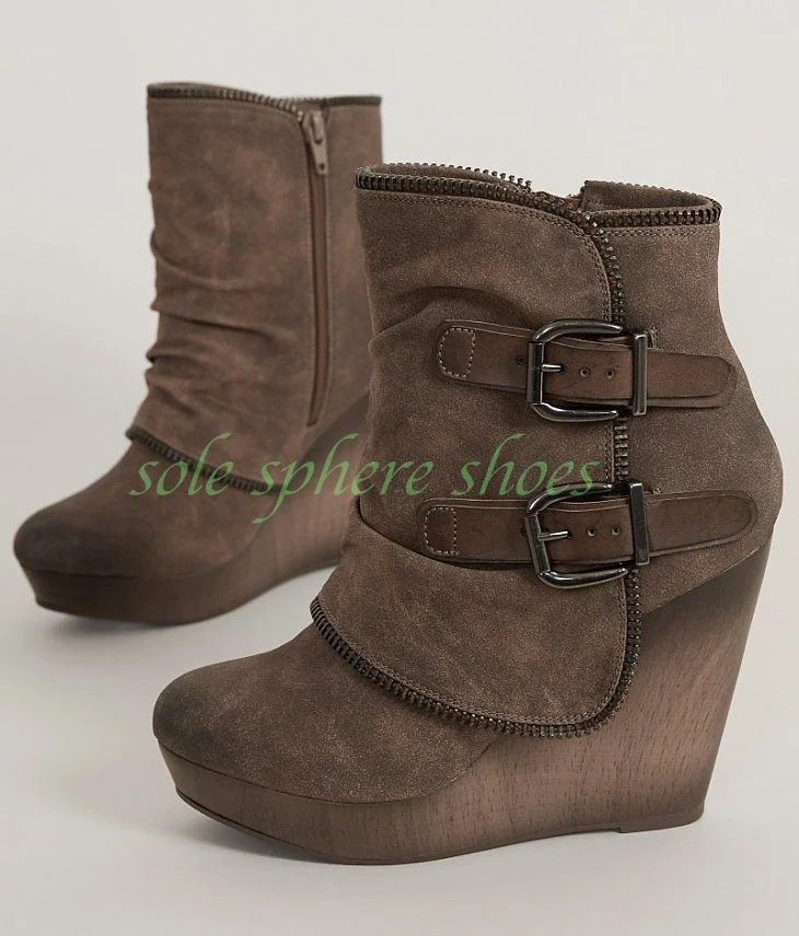 lady vintage suede wedges heel dark brown buckle strap platform gladiator dark brown runway ankle boots footwear size 34-46
lady vintage suede wedges heel dark brown buckle strap platform gladiator dark brown runway ankle boots footwear size 34-46
