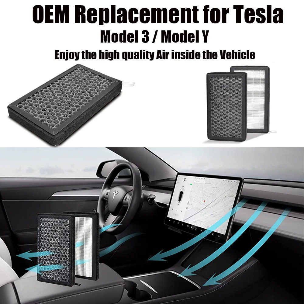 2 Pack Air Filters for Tesla Model 3 / Y Cabin Air Filter Activated Carbon, HEPA Air Intake Filter Air Conditional Replacement
2 Pack Air Filters for Tesla Model 3 / Y Cabin Air Filter Activated Carbon, HEPA Air Intake Filter Air Conditional Replacement