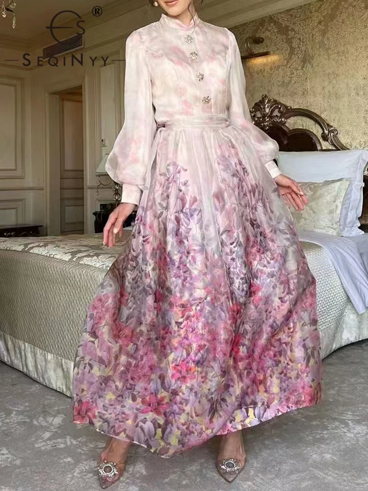 SEQINYY Bohemian Midi Dress Summer Spring New Fashion Design Women Runway High Street Beading Crystal Vintage Flowers Pink Print
SEQINYY Bohemian Midi Dress Summer Spring New Fashion Design Women Runway High Street Beading Crystal Vintage Flowers Pink Print