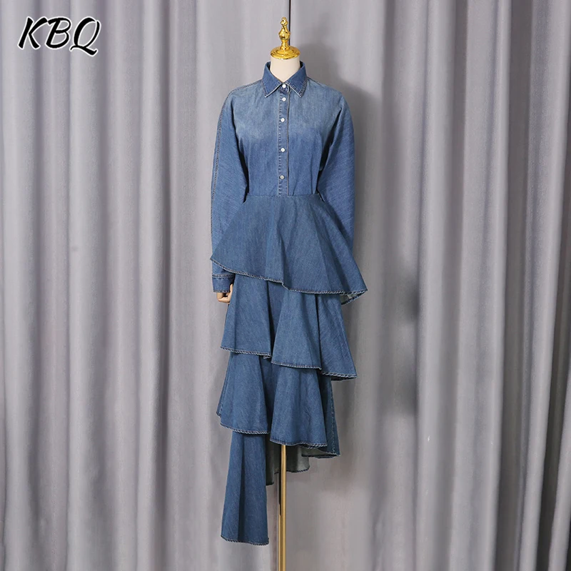 KBQ однотонный джинсовый комплект из двух предметов для женщин, рубашка с длинными рукавами и лацканами, высокая талия, нерегулярная многоуровневая юбка, темпераментный костюм, женский новый
KBQ однотонный джинсовый комплект из двух предметов для женщин, рубашка с длинными рукавами и лацканами, высокая талия, нерегулярная многоуровневая юбка, темпераментный костюм, женский новый