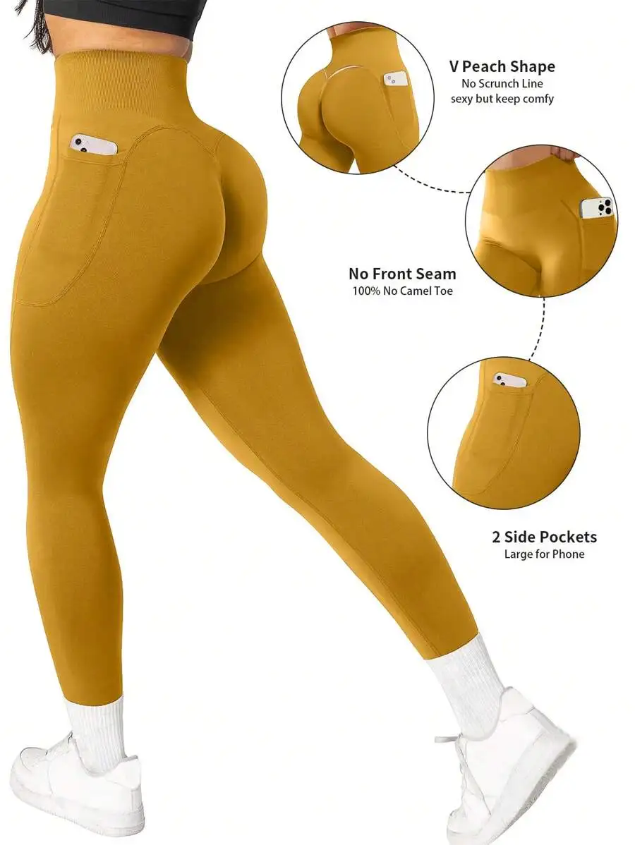 Women High Waist Seamless Elastic Workout Leggings With Side Pockets
Women High Waist Seamless Elastic Workout Leggings With Side Pockets