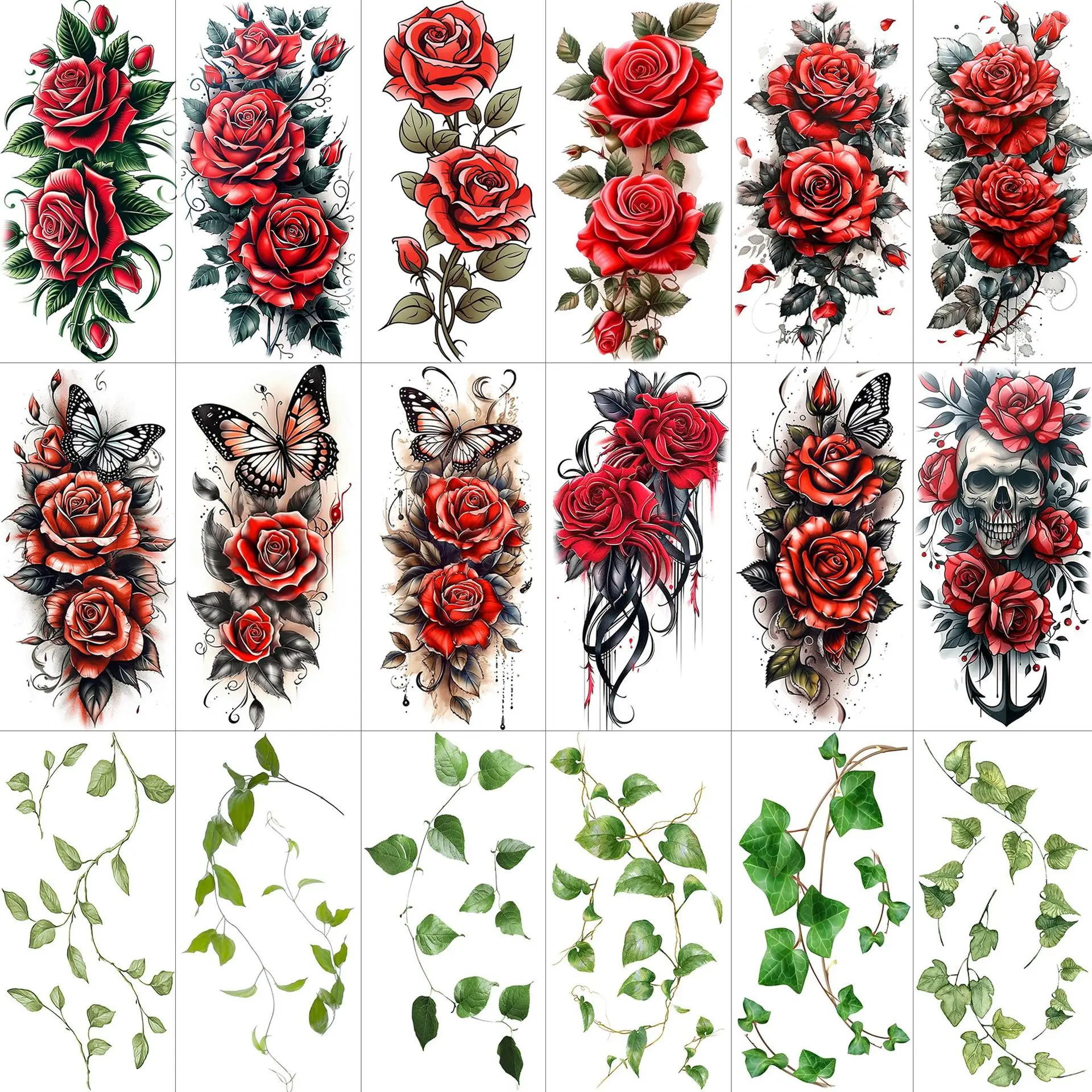 Temporary Tattoo Stickers Rose Leaf Ins Style Fresh Elegant Waterproof Long Lasting Non Toxic for Arm Decoration
Temporary Tattoo Stickers Rose Leaf Ins Style Fresh Elegant Waterproof Long Lasting Non Toxic for Arm Decoration