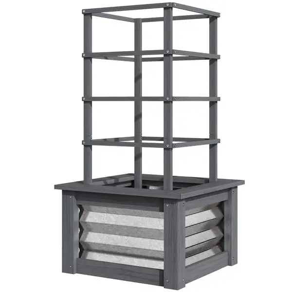 Outsunny Wooden Raised Garden Bed with Trellis, Galvanized Planter Box Elevated Garden Bed for Garden, Patio, Gray
Outsunny Wooden Raised Garden Bed with Trellis, Galvanized Planter Box Elevated Garden Bed for Garden, Patio, Gray