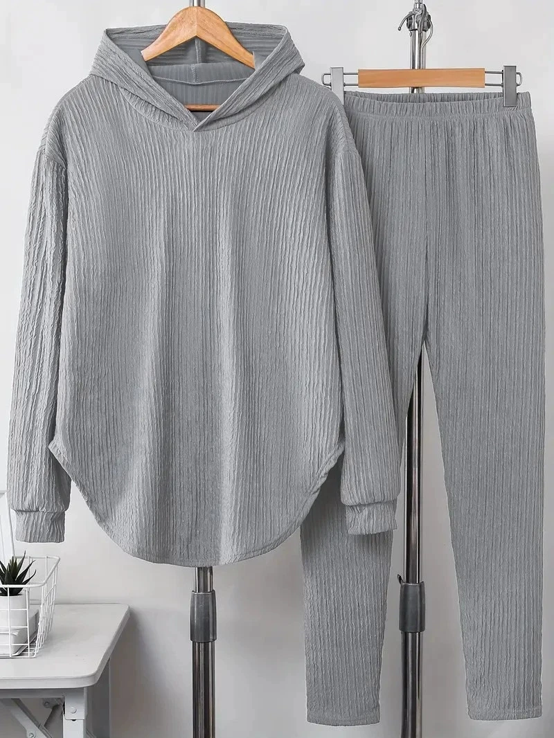 Women's Ribbed Knit Hoodie Long Sleeve Top Matching Pants Two Piece Set Autumn Winter Casual Loungewear Outfit
Women's Ribbed Knit Hoodie Long Sleeve Top Matching Pants Two Piece Set Autumn Winter Casual Loungewear Outfit