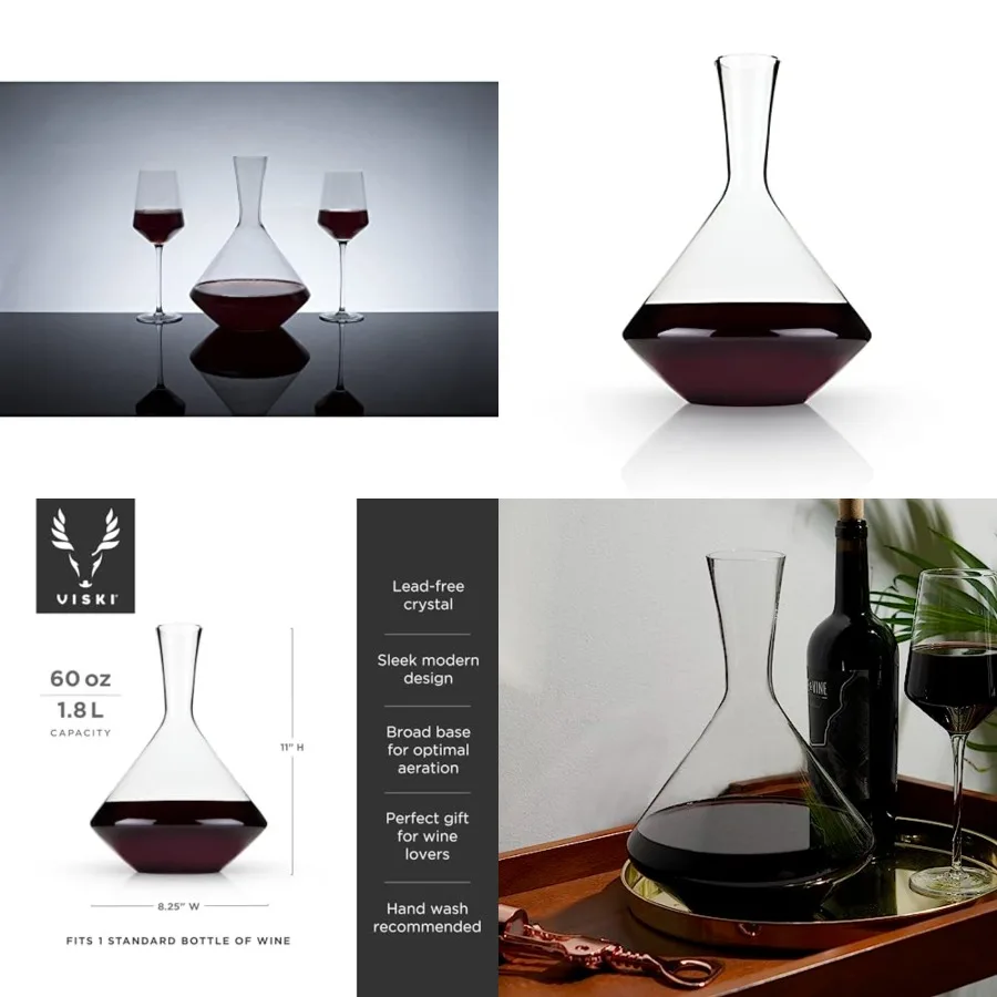 Angled Wine, Lead-Free Crystal Carafe for Red and White Wine with Broad Base for Aeration, Elegant Large Pitcher for Wedding Gi
Angled Wine, Lead-Free Crystal Carafe for Red and White Wine with Broad Base for Aeration, Elegant Large Pitcher for Wedding Gi