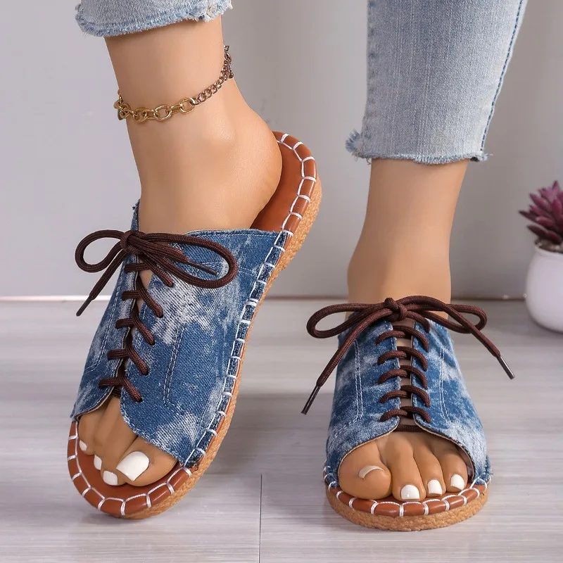 Plus Size 2025 Summer New Women’s Casual Slippers Outdoor Open Toe Lace Up Low Heel Slippers for Hot Sale Daily Rome Sandals
Plus Size 2025 Summer New Women’s Casual Slippers Outdoor Open Toe Lace Up Low Heel Slippers for Hot Sale Daily Rome Sandals