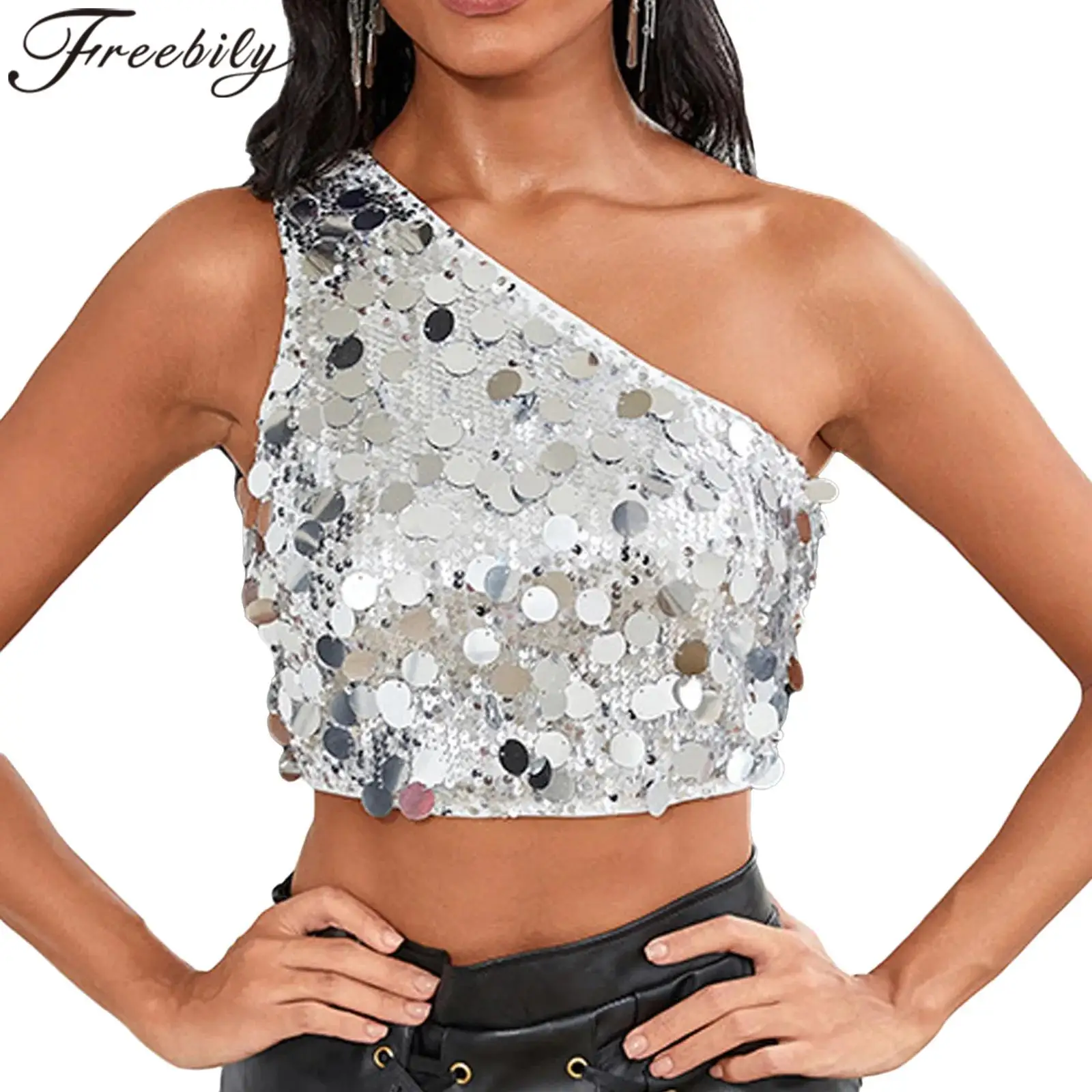 Autumn Street Clothes Womens Glittery Vest Tank Tops Allover Sequin Cropped Tops One Shoulder Sleeveless Slim Crop Tank Tops
Autumn Street Clothes Womens Glittery Vest Tank Tops Allover Sequin Cropped Tops One Shoulder Sleeveless Slim Crop Tank Tops