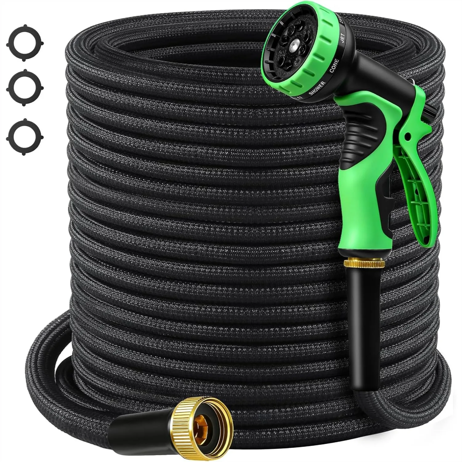 50 FT Garden Hose with 10 Function Nozzle, Lightweight Kink Free Flexible Water Hose for Outdoor Yard Lawn Car Marine RV Pet
50 FT Garden Hose with 10 Function Nozzle, Lightweight Kink Free Flexible Water Hose for Outdoor Yard Lawn Car Marine RV Pet