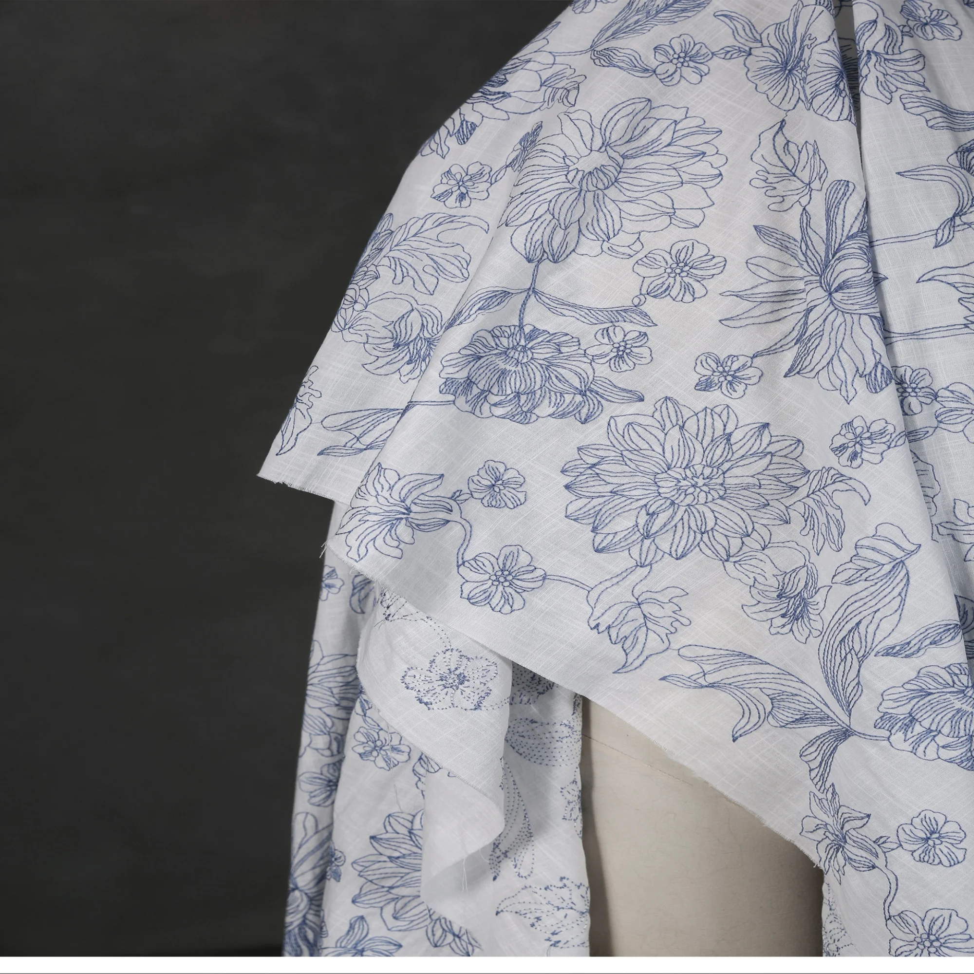 0.5Meter Blue & White Floral Linear Embroidery Jacquard Linen Fabric Artistic Pastoral Chinese DIY Dress Material
0.5Meter Blue & White Floral Linear Embroidery Jacquard Linen Fabric Artistic Pastoral Chinese DIY Dress Material