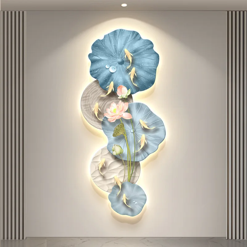 Luxury Nine Fish Wall Art for Living Room, Entryway – Modern Chinese Style Lotus Mural Painting with Light, Elegant Home Decor
Luxury Nine Fish Wall Art for Living Room, Entryway – Modern Chinese Style Lotus Mural Painting with Light, Elegant Home Decor