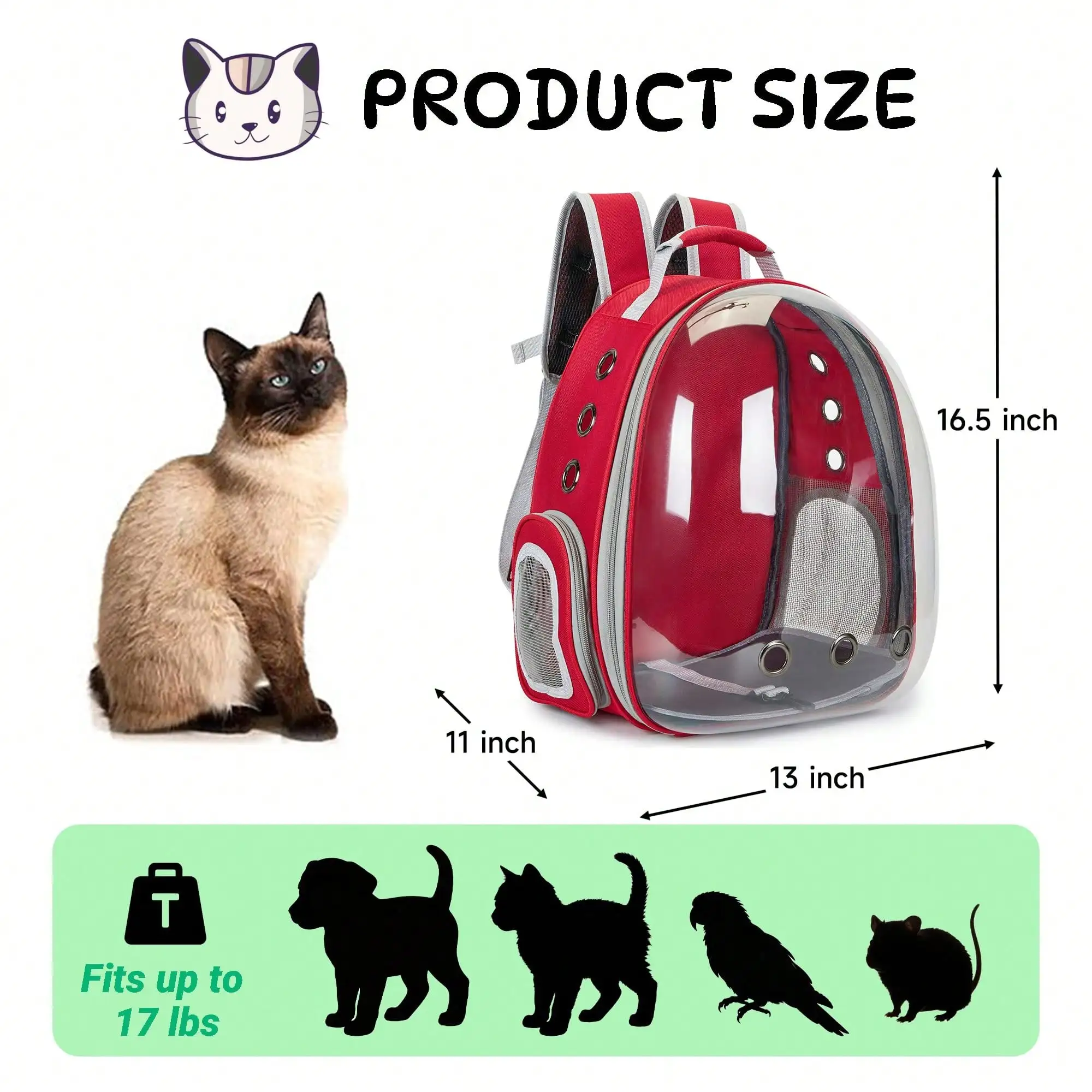 Cat Bubble Backpack Straps Are Suitable For Small To Medium-Sized Dogs And Cats. Airline-Approved Pet Travel Carrier, Dog Hiking Outdoor Backpack (Red).
Cat Bubble Backpack Straps Are Suitable For Small To Medium-Sized Dogs And Cats. Airline-Approved Pet Travel Carrier, Dog Hiking Outdoor Backpack (Red).