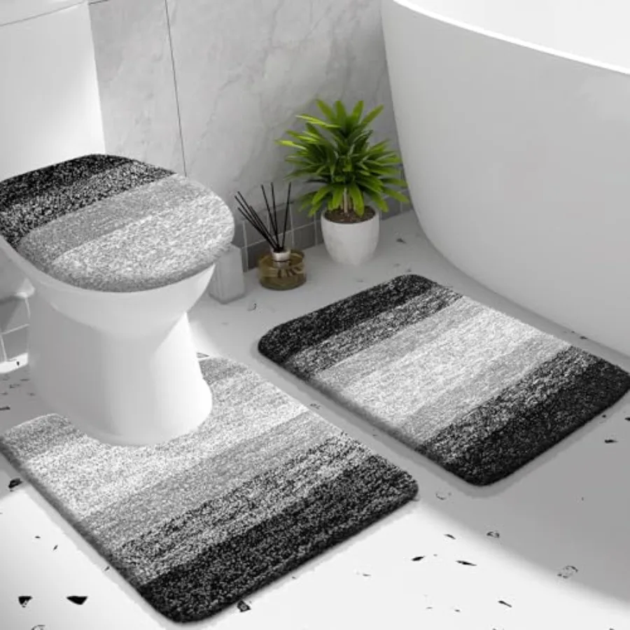 Bathroom Rugs Sets 3 Pcs Soft Microfiber Absorbent Bath Mat U-Shaped Contour Toilet Mat and Toilet Lid Cover Quick Dry Machine
Bathroom Rugs Sets 3 Pcs Soft Microfiber Absorbent Bath Mat U-Shaped Contour Toilet Mat and Toilet Lid Cover Quick Dry Machine