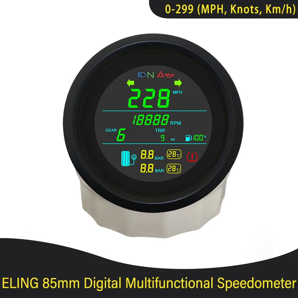 85mm Speedometer Odometer Digital GPS RPM Voltmeter Fuel Level with Tire Pressure Temperature Alarm Fit Motorbike Motorcycle
85mm Speedometer Odometer Digital GPS RPM Voltmeter Fuel Level with Tire Pressure Temperature Alarm Fit Motorbike Motorcycle