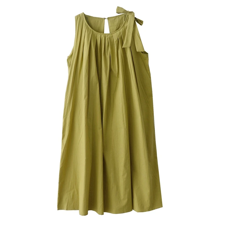 Bow Lace Up Dress Summer New French Style Retro Sleeveless Mid Length Dress Temperament Pleated Simple Solid Color Loose Dresses
Bow Lace Up Dress Summer New French Style Retro Sleeveless Mid Length Dress Temperament Pleated Simple Solid Color Loose Dresses