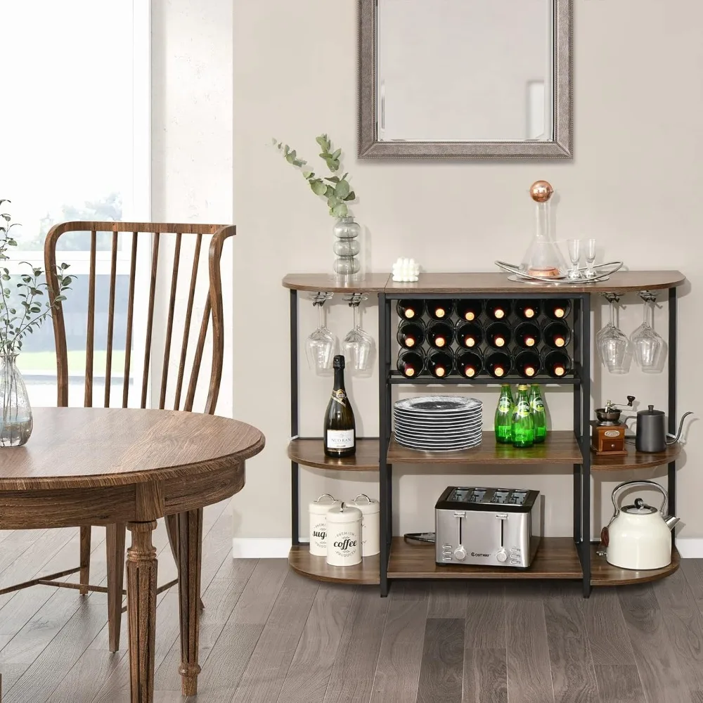 Wine Bar Cabinet, Wine Racks or 18 Bottles, Glass Holder, 47” loor Stationary Island, Baker Rack, Storage Shel or Kitchen, Dinin
Wine Bar Cabinet, Wine Racks or 18 Bottles, Glass Holder, 47” loor Stationary Island, Baker Rack, Storage Shel or Kitchen, Dinin