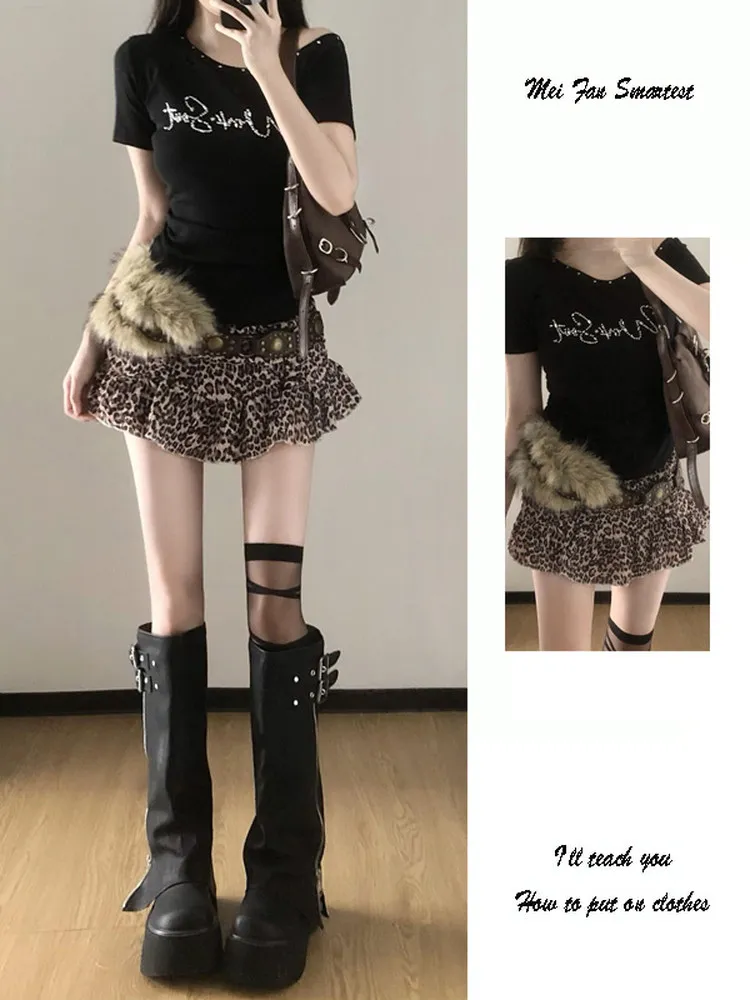 Retro Style Leopard Print Skirt Women's High Waist A-Line Short Skirt Summer New Arrival Commute Korean Style Half Skirt
Retro Style Leopard Print Skirt Women's High Waist A-Line Short Skirt Summer New Arrival Commute Korean Style Half Skirt