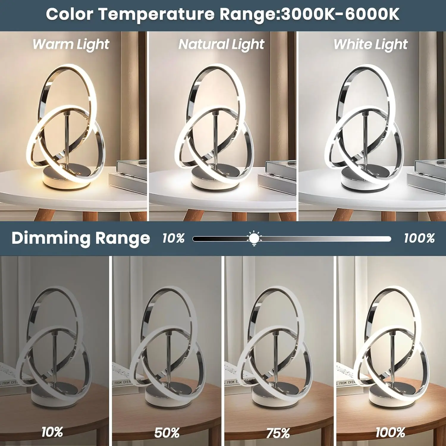 Modern Spiral Table Lamps, Led Modern Table Lamp, Chrome Decor Bedside Light With Touch Control, 3 Color Dimmable Nightstand 
Modern Spiral Table Lamps, Led Modern Table Lamp, Chrome Decor Bedside Light With Touch Control, 3 Color Dimmable Nightstand