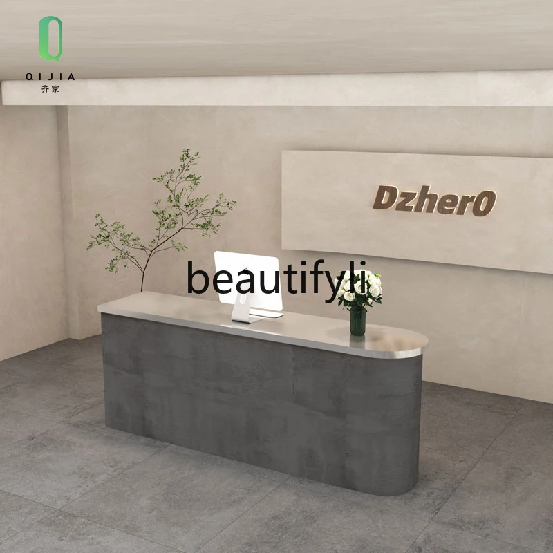 Vintage Nostalgic Stainless Steel Curved Creative Company Reception Desk Beauty Salon Cashier Counter Bar Counter 
Vintage Nostalgic Stainless Steel Curved Creative Company Reception Desk Beauty Salon Cashier Counter Bar Counter