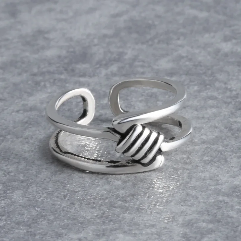 925 Sterling Silver Vintage Knot Style Opening Ring For Men Women Punk Rock Adjustable Fine Anniversary Jewelry
925 Sterling Silver Vintage Knot Style Opening Ring For Men Women Punk Rock Adjustable Fine Anniversary Jewelry