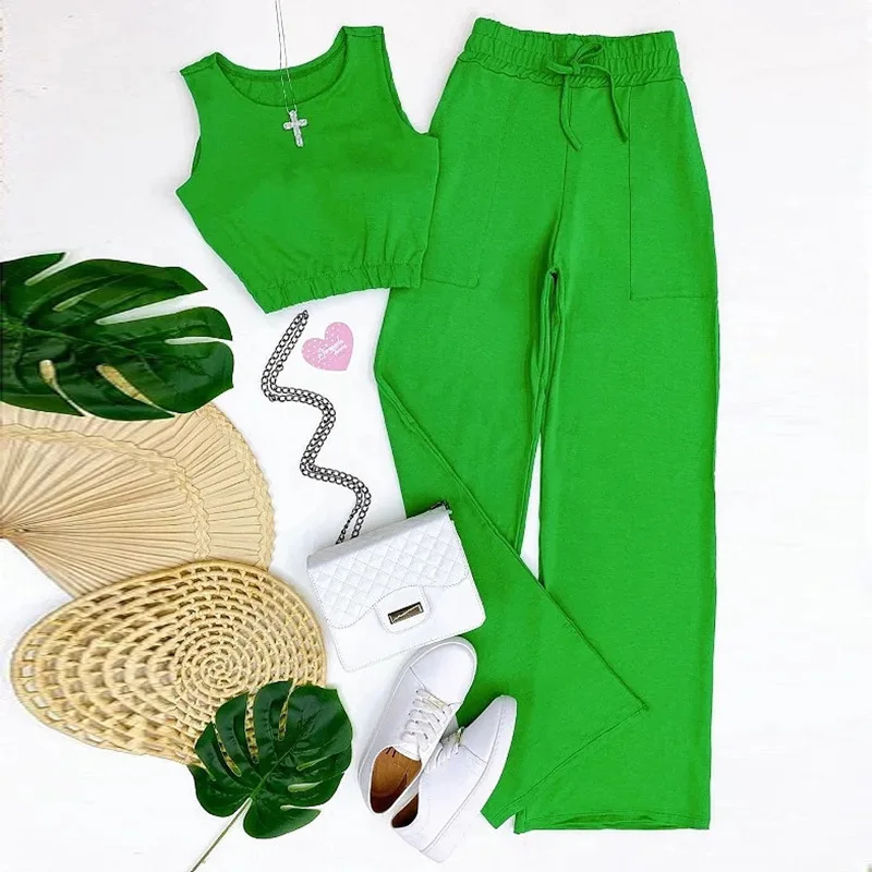 Women's Clothing 2025 New Product Sweet Solid Color Short Vest Drawstring High Waisted Straight Leg Pants Fashionable Casual Set
Women's Clothing 2025 New Product Sweet Solid Color Short Vest Drawstring High Waisted Straight Leg Pants Fashionable Casual Set