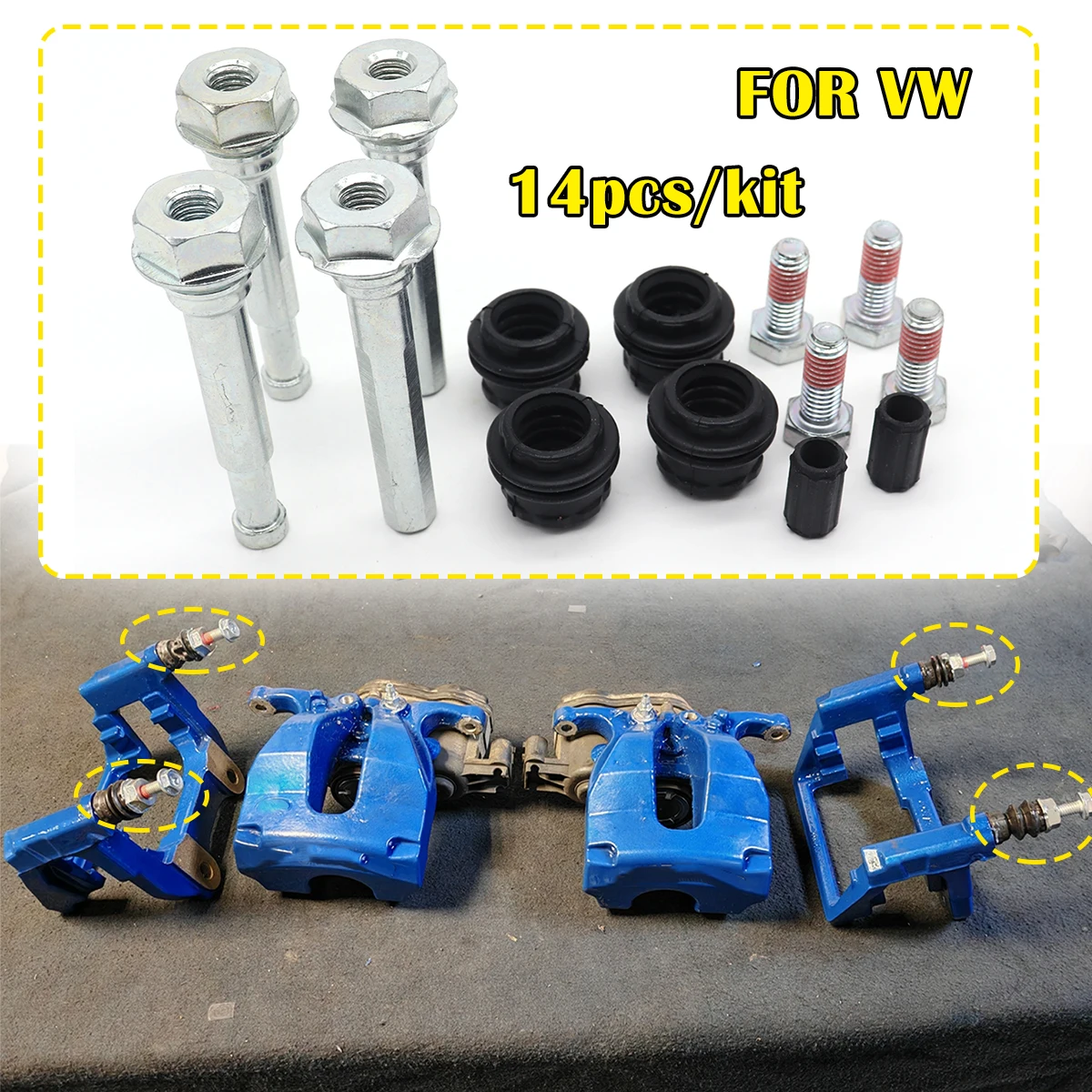 Brake Caliper Cylinder Slider Guide Pin For Disc Housing Bolts Rubber Bushing Boot Seal Kit FOR VW CADDY MK4 TOUAREG 2018 2019-
Brake Caliper Cylinder Slider Guide Pin For Disc Housing Bolts Rubber Bushing Boot Seal Kit FOR VW CADDY MK4 TOUAREG 2018 2019-