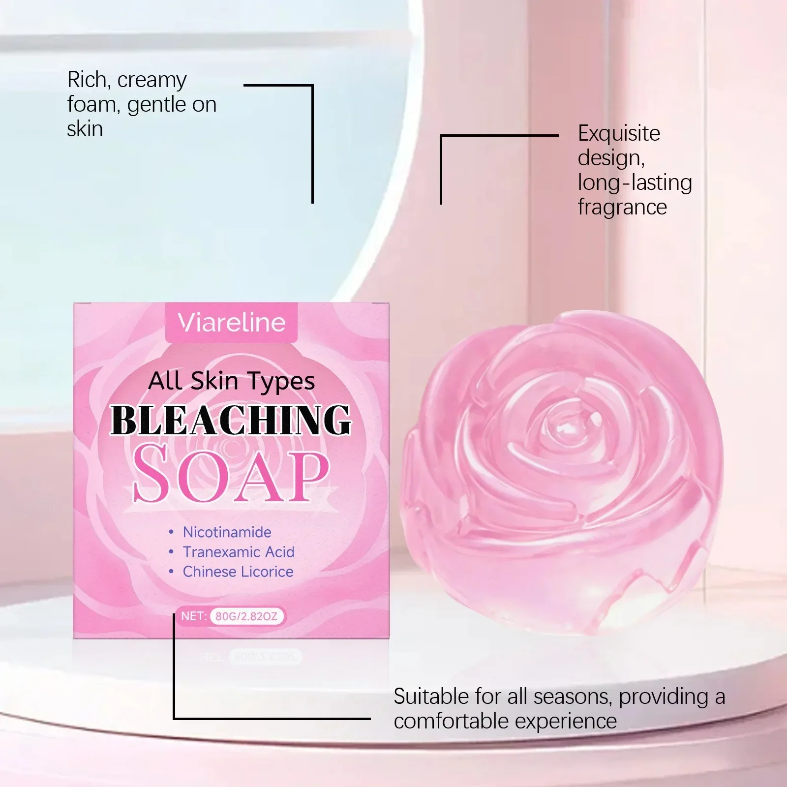 Rose Essential Oil Soap Bar Natural Moisturizing Body Wash for Sensitive Skin Gentle Cleansing Ramadan Gift for Women Eid Mubara
Rose Essential Oil Soap Bar Natural Moisturizing Body Wash for Sensitive Skin Gentle Cleansing Ramadan Gift for Women Eid Mubara