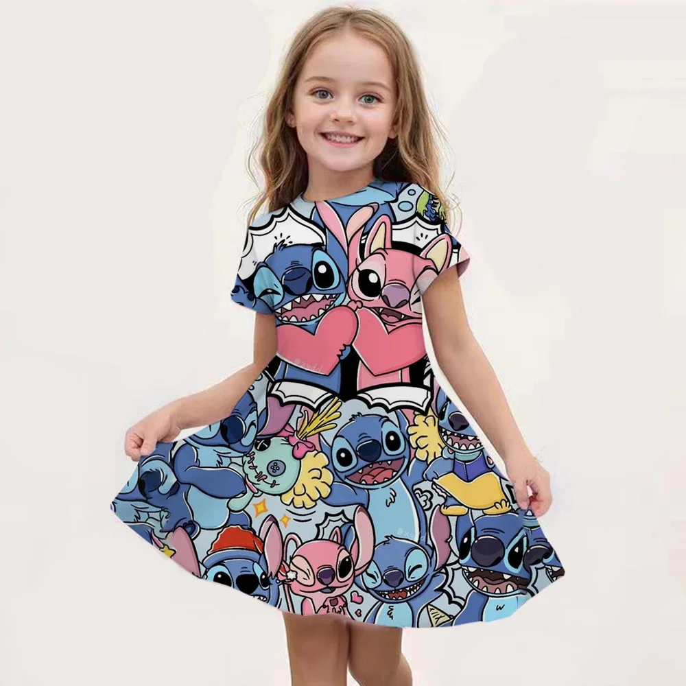 Summer New Disney Stitch Children's Short-Sleeved Dress Girls Round Neck Slim T-Shirt 4-14 Years Old Kids Clothing Holiday Gift
Summer New Disney Stitch Children's Short-Sleeved Dress Girls Round Neck Slim T-Shirt 4-14 Years Old Kids Clothing Holiday Gift
