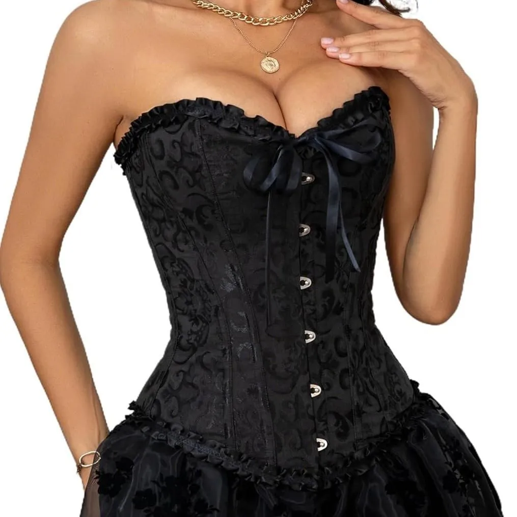 Жаккардовый корсет на талии, корсет со стальными костями, корсет для коррекции фигуры, готический кружевной бюстье на шнуровке, вечерний корсет для косплея
Жаккардовый корсет на талии, корсет со стальными костями, корсет для коррекции фигуры, готический кружевной бюстье на шнуровке, вечерний корсет для косплея