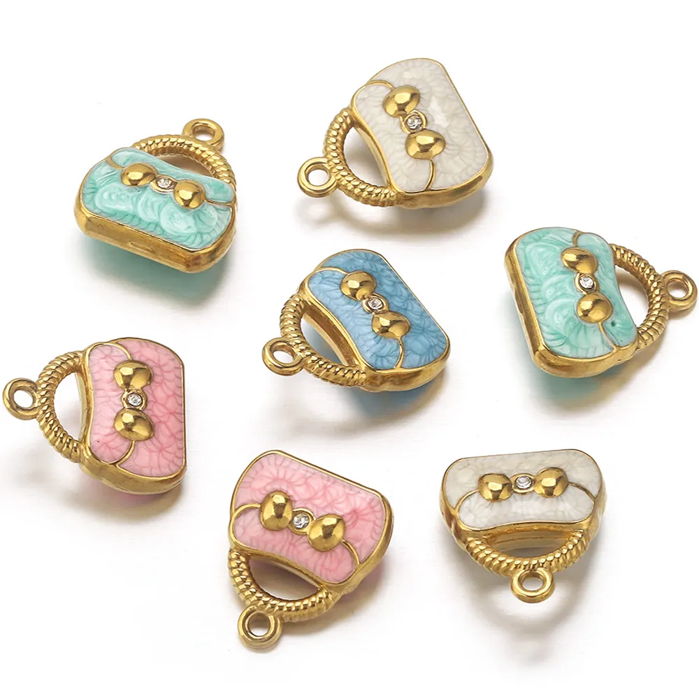 2pcs Stainless Steel Charm Cute Bag Double-sided Diamond Enamel for DIY Necklaces Earrings Jewelry Making Materials Accessories
2pcs Stainless Steel Charm Cute Bag Double-sided Diamond Enamel for DIY Necklaces Earrings Jewelry Making Materials Accessories