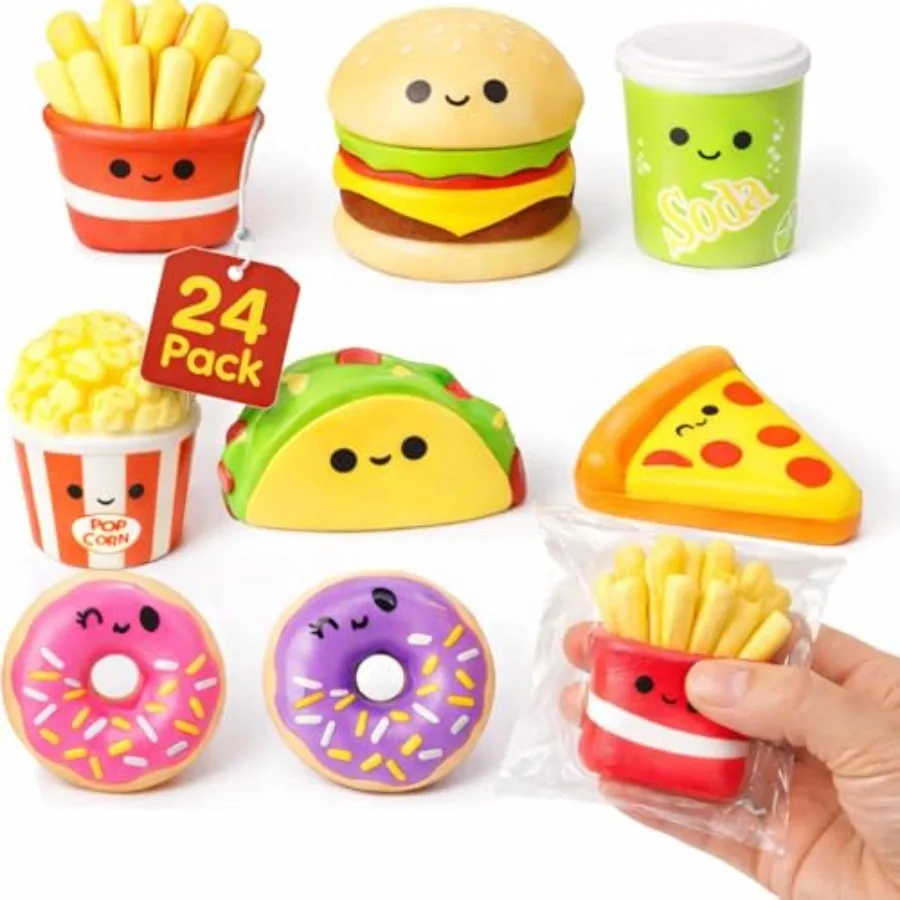 24 Pack Fast Food Squishy Toys for Bulk Slow Rising Individually Wrapped Small 1.5-2.25" Squishies, Easter Egg Filler Stuffers
24 Pack Fast Food Squishy Toys for Bulk Slow Rising Individually Wrapped Small 1.5-2.25" Squishies, Easter Egg Filler Stuffers