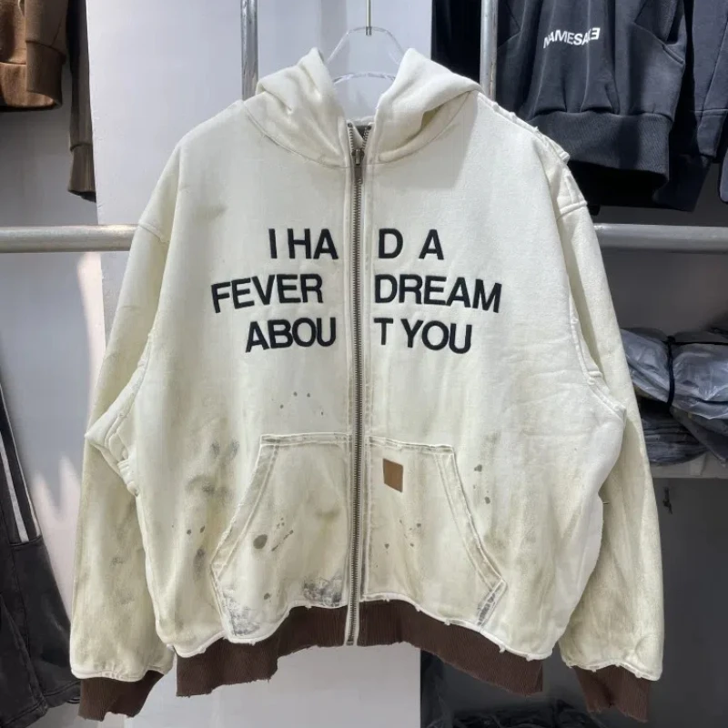 High Street Vintage Distressed Embroidery Hoodies Oversized Coats Zipper Hoodie Coat Men Fleece Hoodied Sweatshirts
High Street Vintage Distressed Embroidery Hoodies Oversized Coats Zipper Hoodie Coat Men Fleece Hoodied Sweatshirts