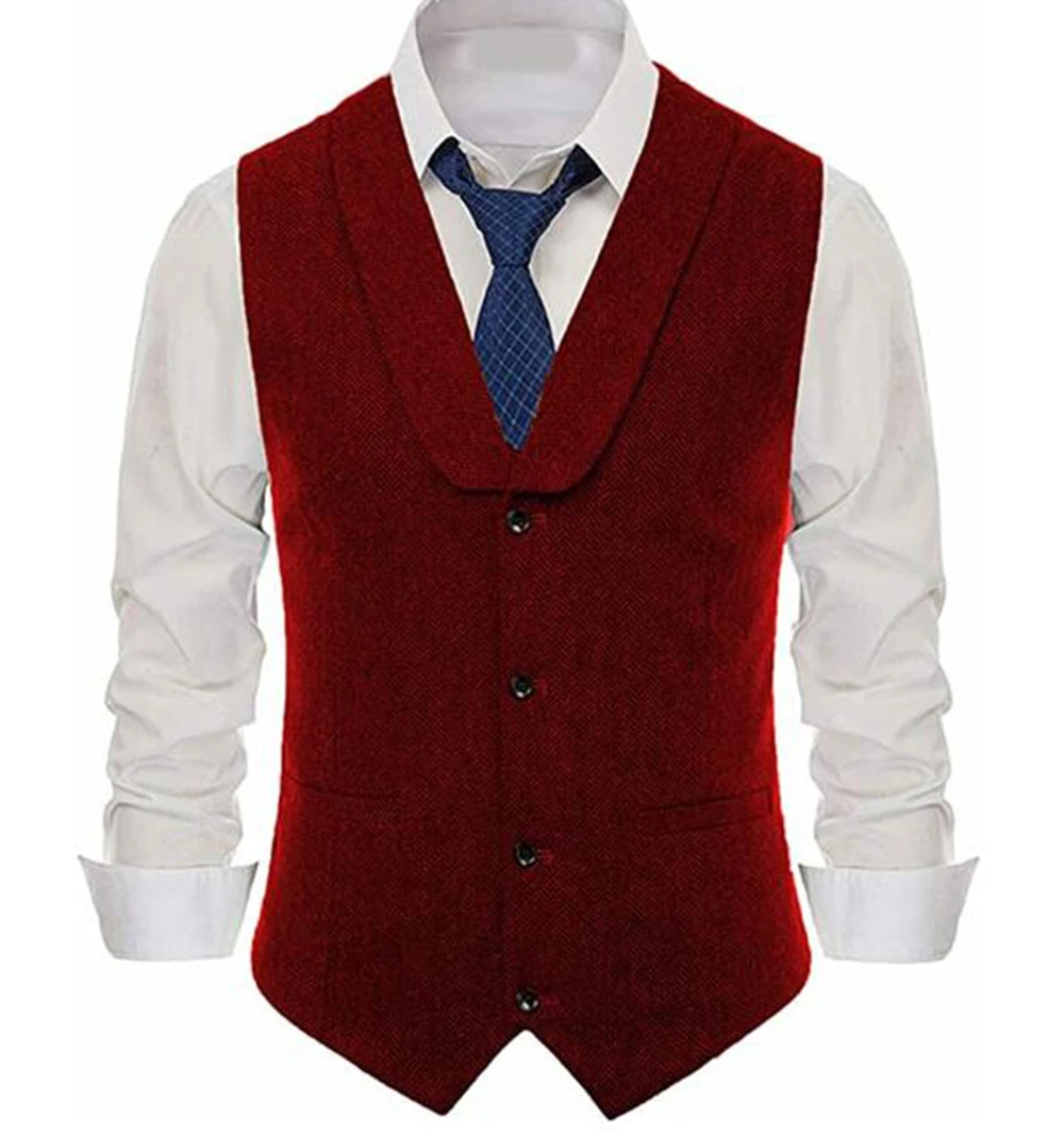 Burgundy Men Vest Herringbone V-neck Winter Wool Tweed Waistcoat Slim Fit Casual Suit Vest Gentleman Wedding Clothes Party Wear
Burgundy Men Vest Herringbone V-neck Winter Wool Tweed Waistcoat Slim Fit Casual Suit Vest Gentleman Wedding Clothes Party Wear